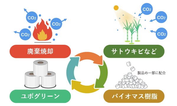 ユポグリーンシリーズは、バイオマス樹脂で地球温暖化対策に貢献